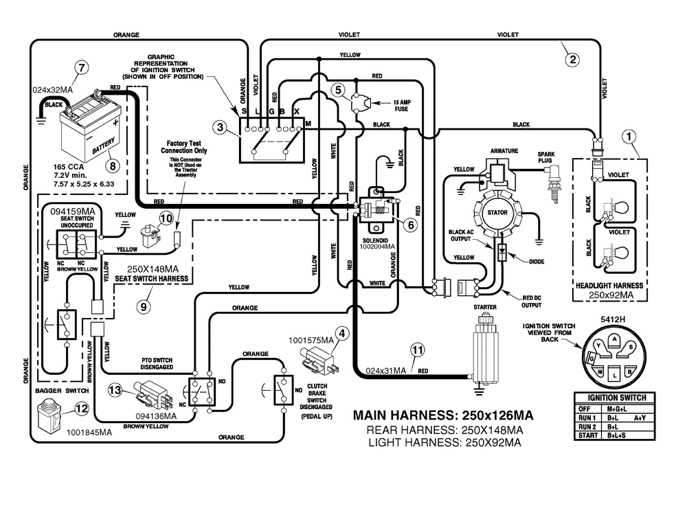 Electrical System Diagram and Parts List for 7800506-312006X66A 2009 Briggs and Stratton Lawn Tractor